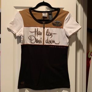 Harley Davidson like new top with zipper.